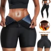 Cross-border silver high-waisted three-part belt-tightening pants, hip-lifting sports women's cut-up sweat-inducing pants, tight waist-tightening sweat-inducing pants details Picture
